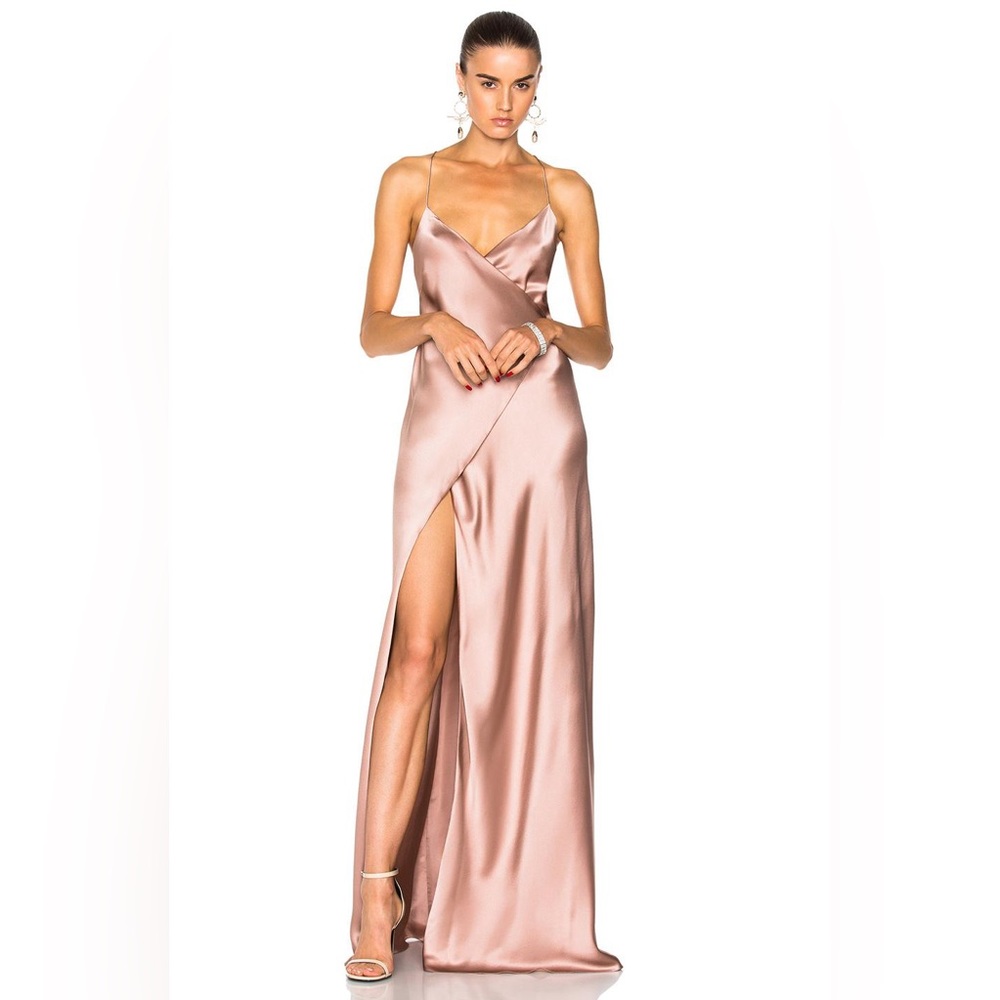 Michelle Mason Silk Wrap Dress Dusty Pink Size 2